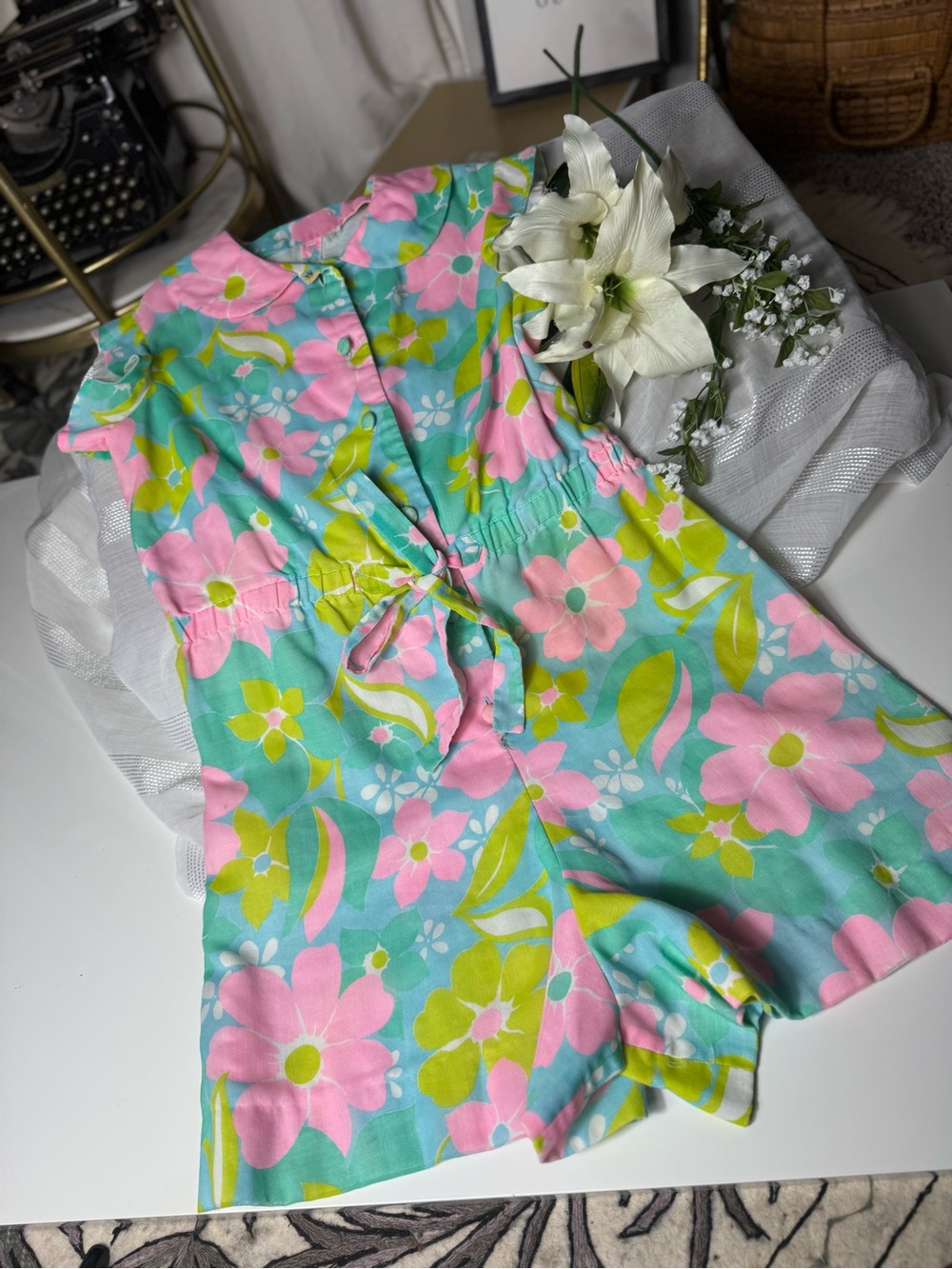 Vintage 1960s Colorful Floral Romper